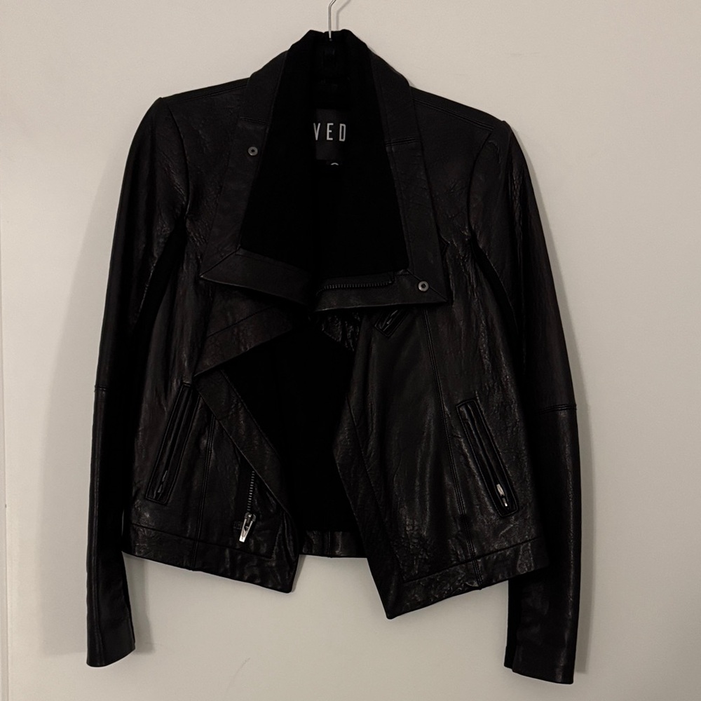 Veda Black Leather Jacket for Women XS - Picture 2 of 6
